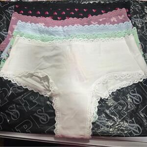 Victoria's Secret 5-Pack Lace Waist Cotton Cheeky Panties